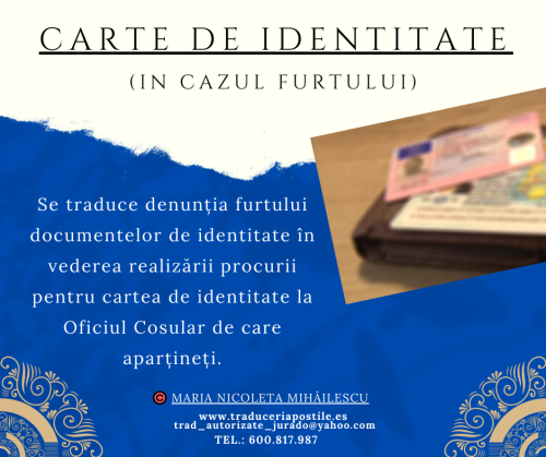 caete de identitate in cazul furtului