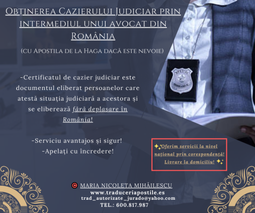 obtinerea cazierului judiciar prin intermediul unui avocat din romania