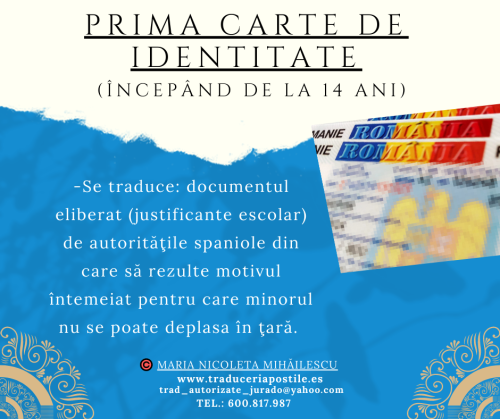 prima carte de identitate incepand de la 14 ani